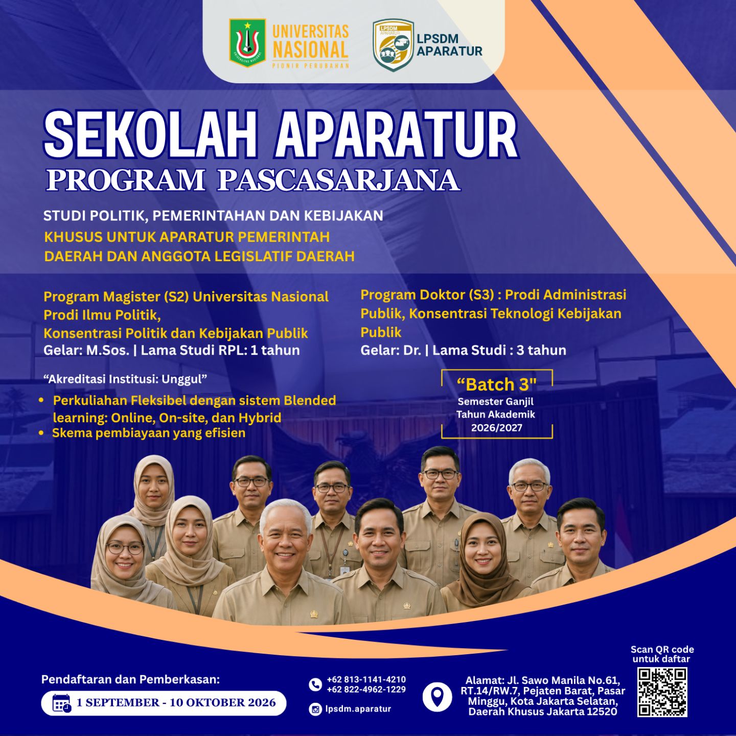 Poster penerimaan mahasiswa baru program pascasarjana Sekolah Aparatur
